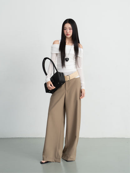 Hoo Design Western Brown Straight-Leg Pants