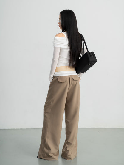 Hoo Design Western Brown Straight-Leg Pants