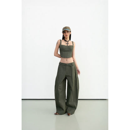 Cera Curved Leg Belt Pants