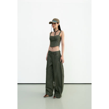 Cera Curved Leg Belt Pants