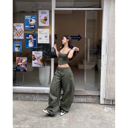 Cera Curved Leg Belt Pants