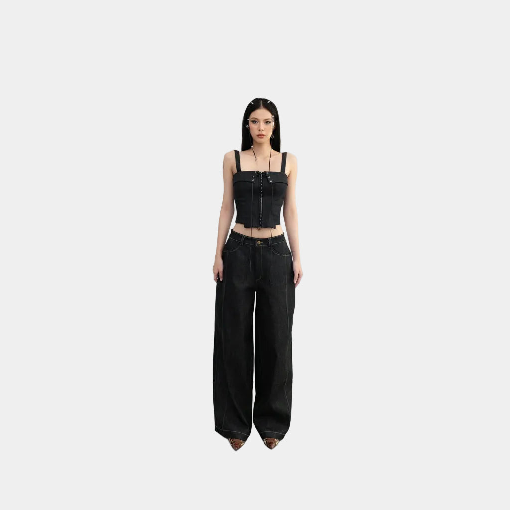 Cera Wide Leg Black Jeans
