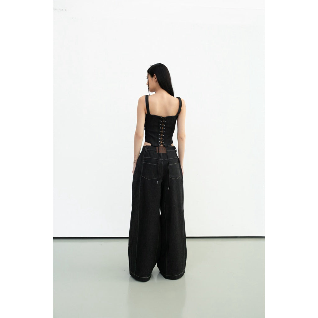 Cera Wide Leg Black Jeans