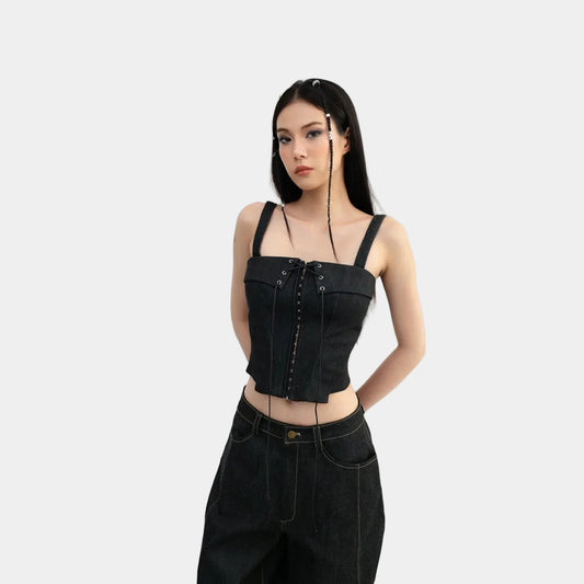 Cera Flip Collar Corset Top
