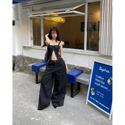 Cera Wide Leg Black Jeans