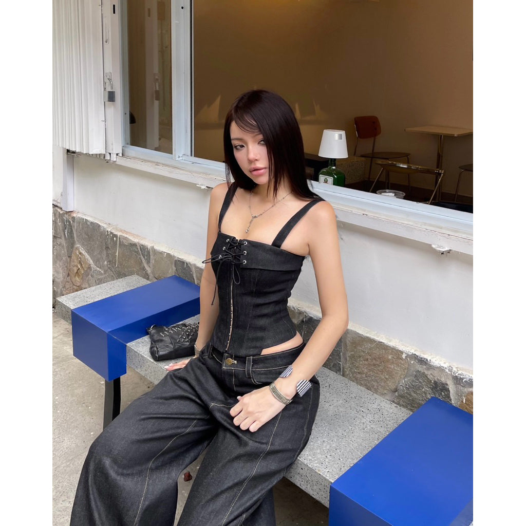 Cera Wide Leg Black Jeans