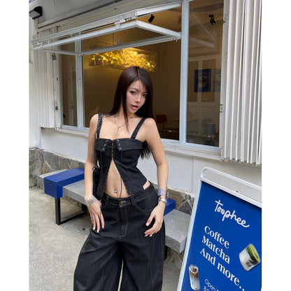 Cera Wide Leg Black Jeans