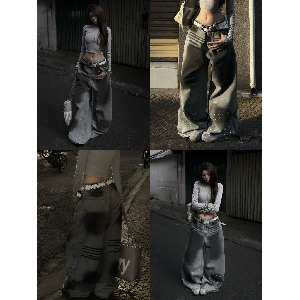 Kill System Washed Rhinestone Jeans Raven