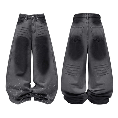 Kill System Washed Rhinestone Jeans Raven