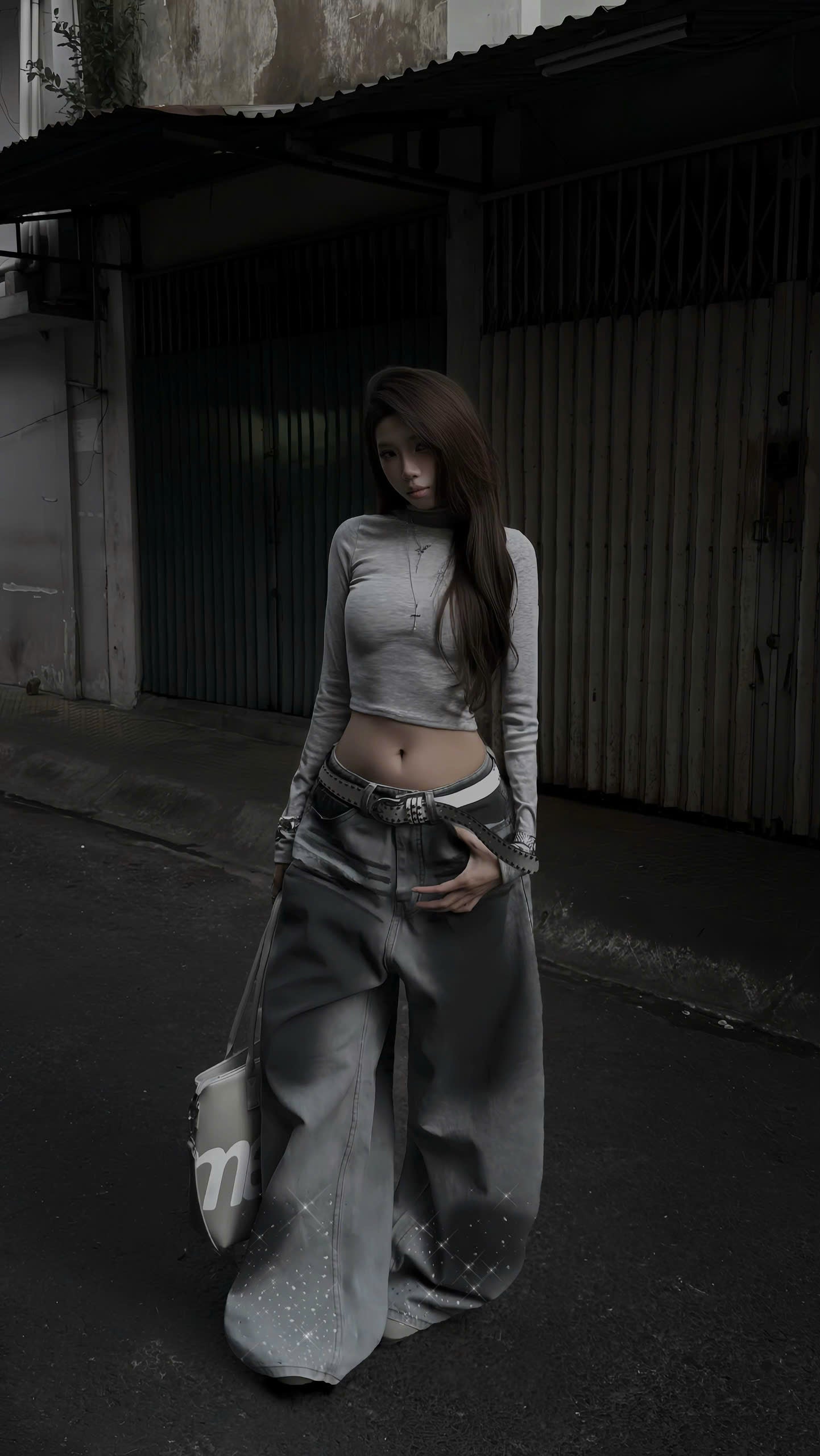 Kill System Washed Rhinestone Jeans Raven