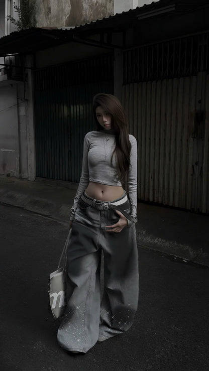 Kill System Washed Rhinestone Jeans Raven