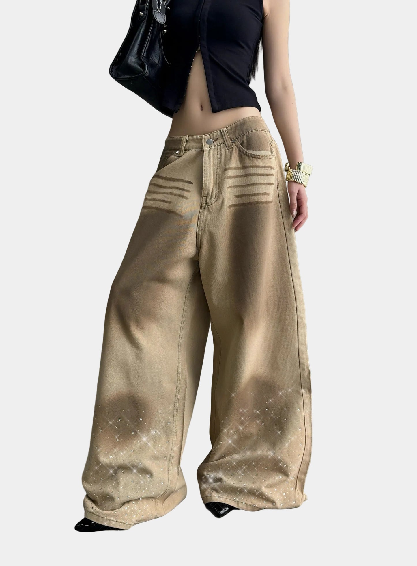 Kill System Washed Rhinestone Jeans Raven