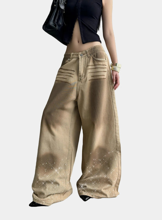 Kill System Washed Rhinestone Jeans Raven
