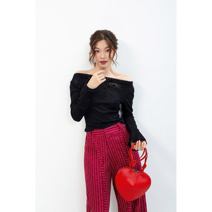 Cera Red Lace Waist Pants