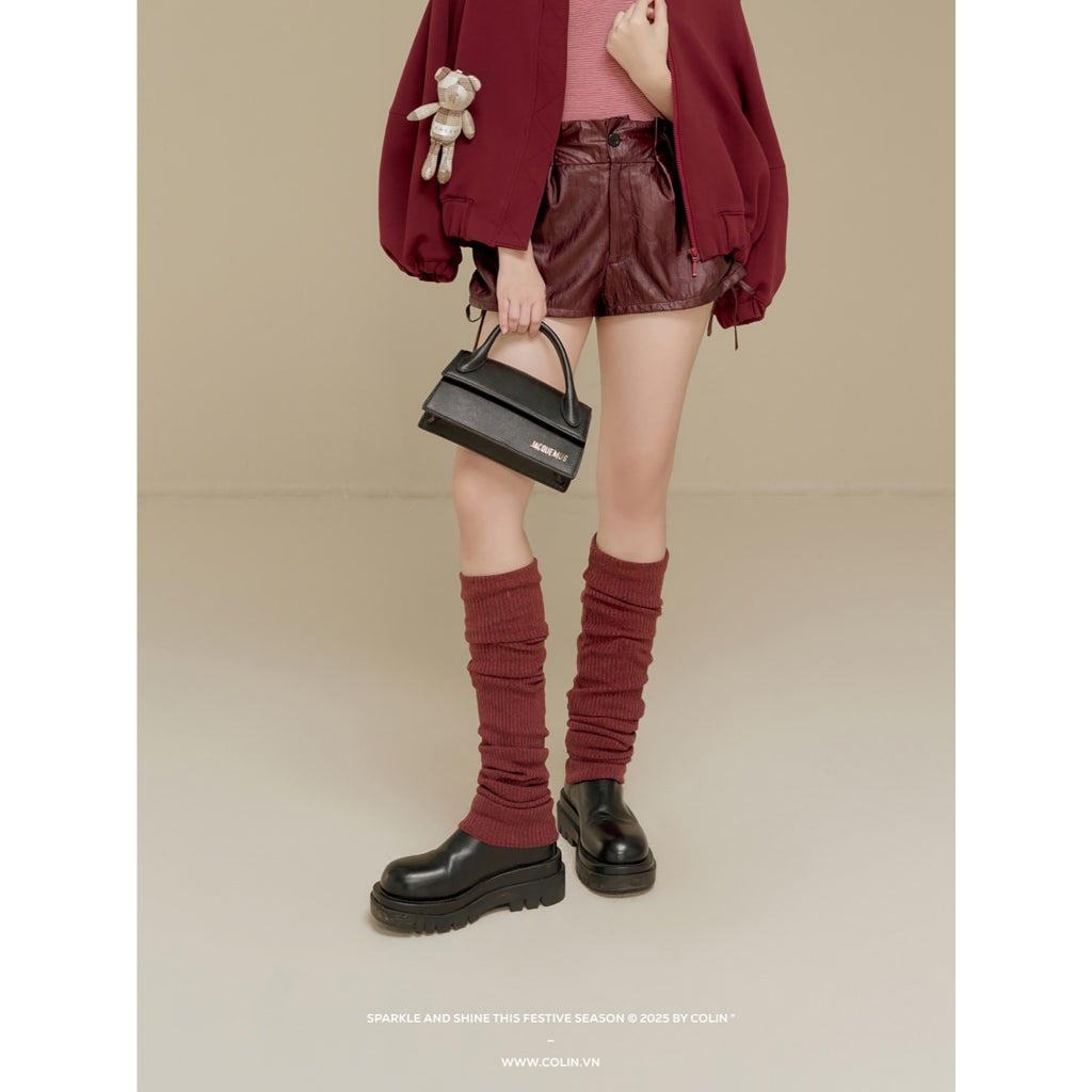 Colin Faux Leather Shorts With Side Drawstring Ruched Detail (Pre-order)