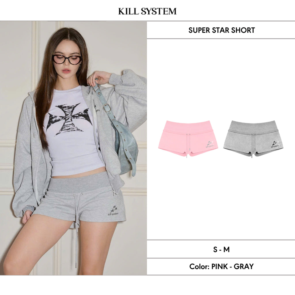 Kill System Low-Rise Glitter Shorts Super Star