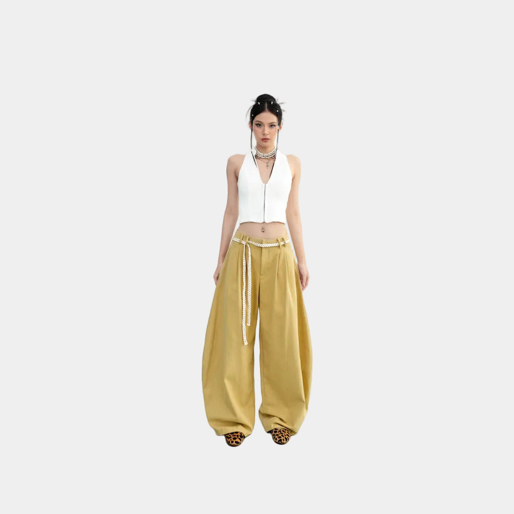 Cera Curved Leg Camel Pants