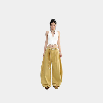 Cera Curved Leg Camel Pants