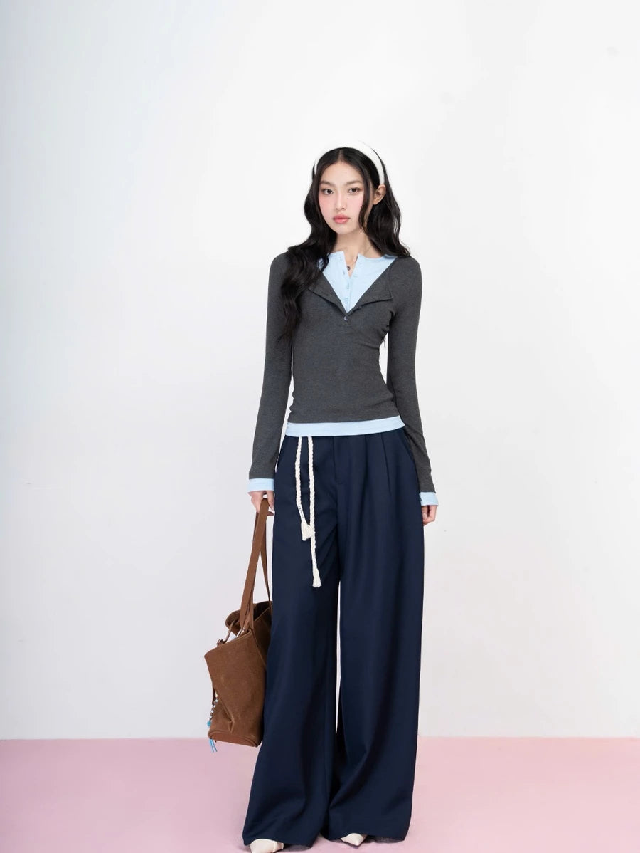 Hoo Design Double Pleated Wide-Leg Trousers