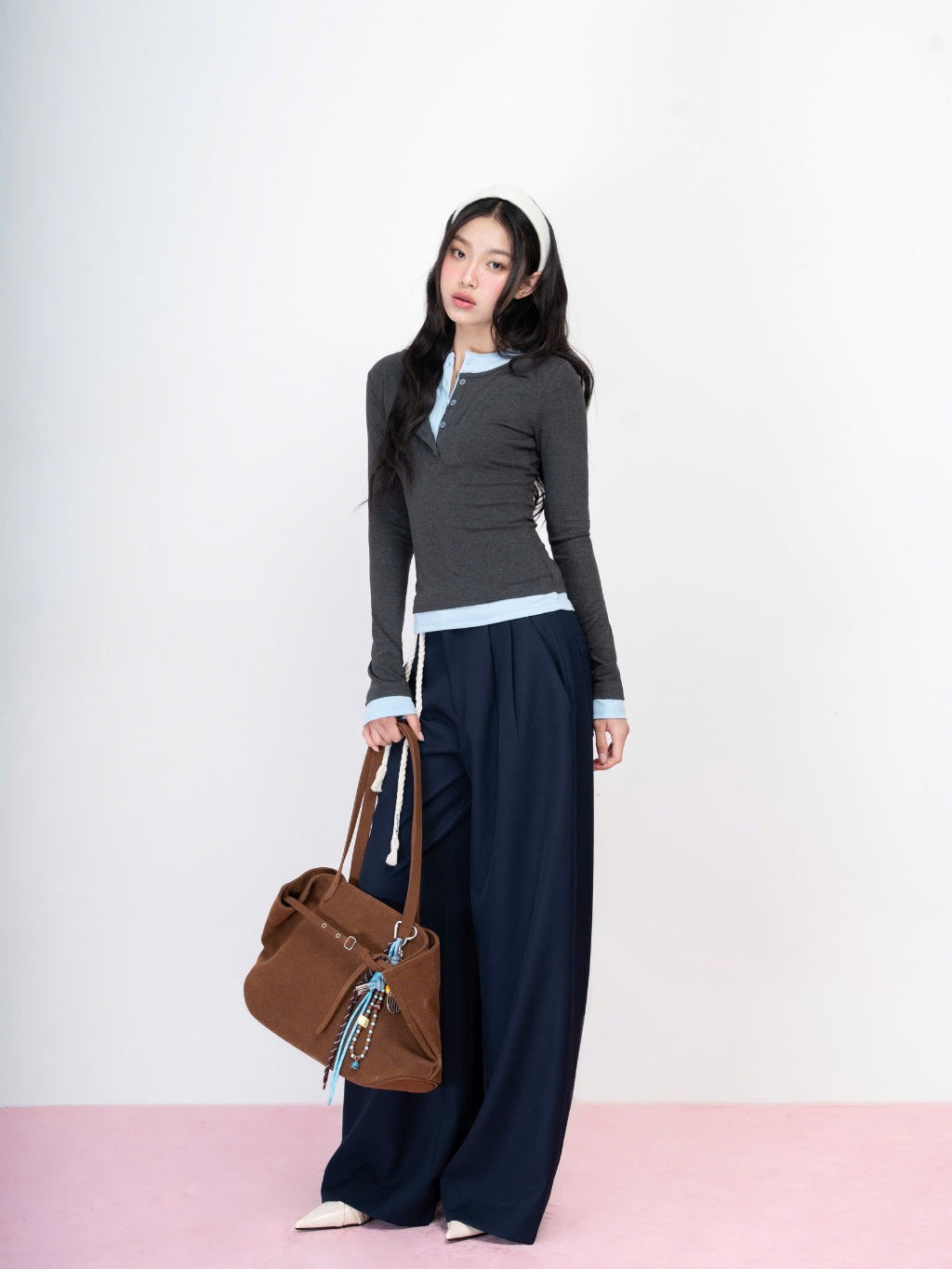 Hoo Design Double Pleated Wide-Leg Trousers