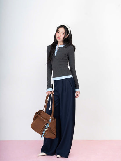 Hoo Design Double Pleated Wide-Leg Trousers
