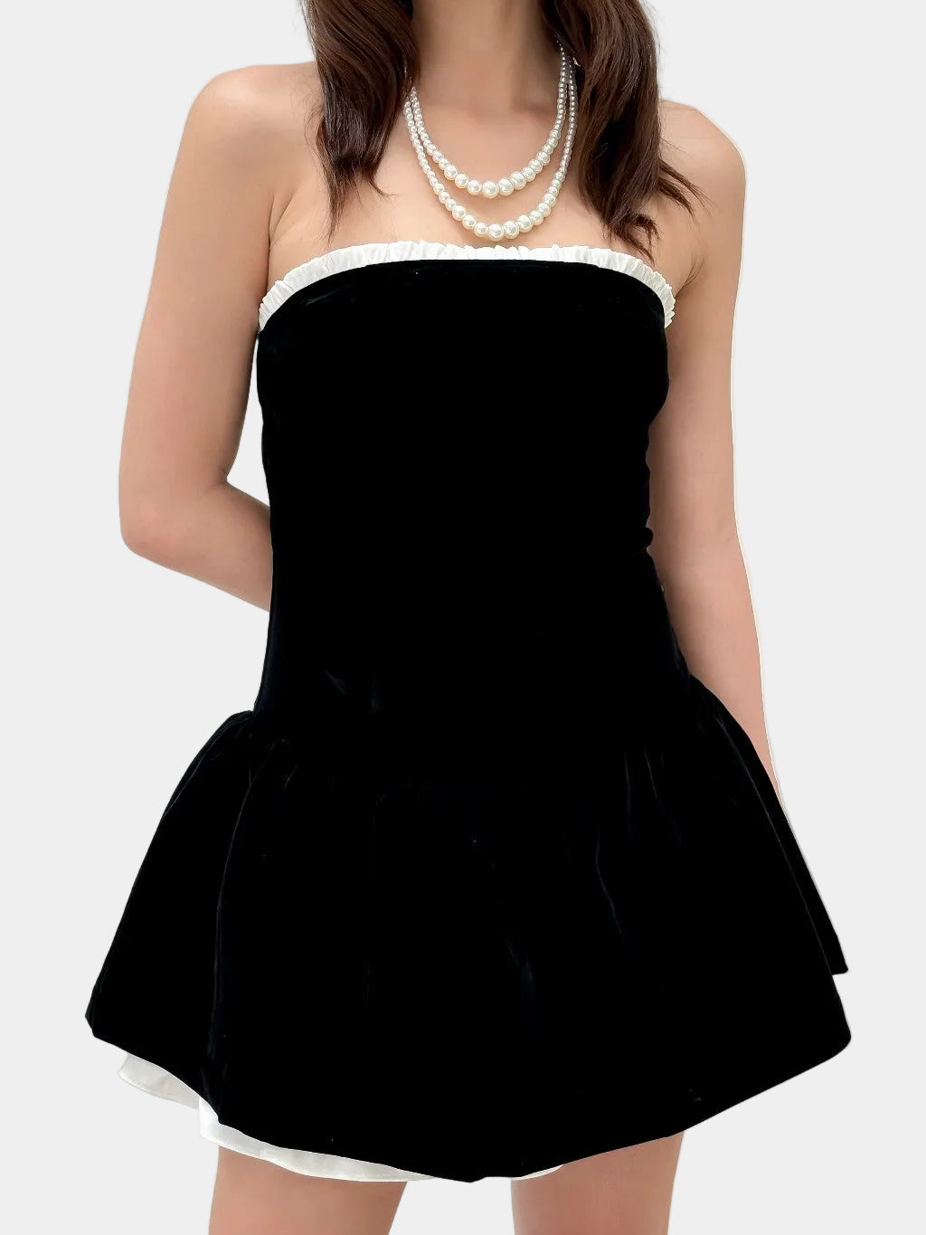 Mieufashionista Black Velvet Bustier Dress Quinn