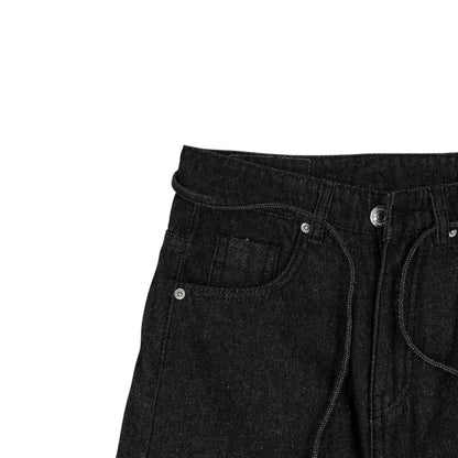 WHOSE Raw Black Loose Pleat Jeans