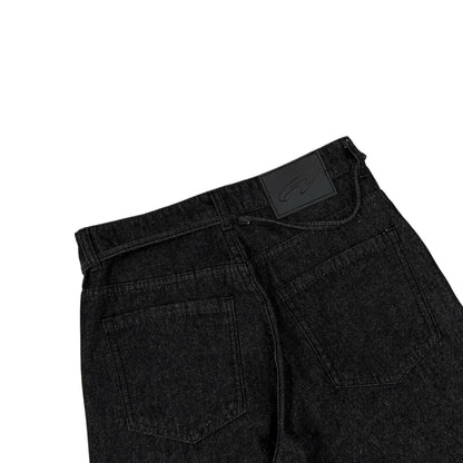 WHOSE Raw Black Loose Pleat Jeans