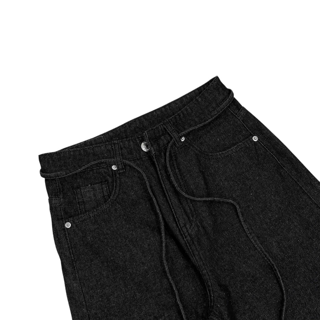 WHOSE Raw Black Loose Pleat Jeans