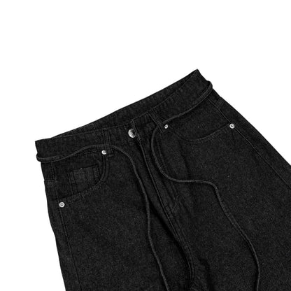 WHOSE Raw Black Loose Pleat Jeans