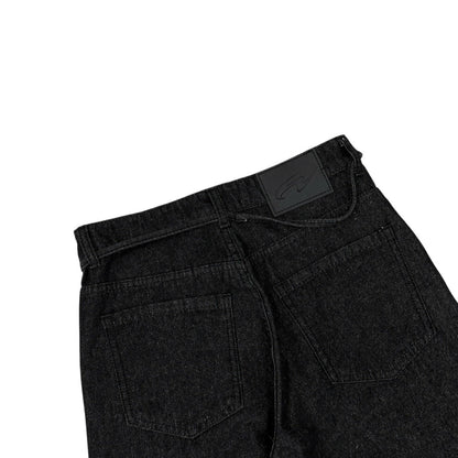 WHOSE Raw Black Loose Pleat Jeans (Pre-order)