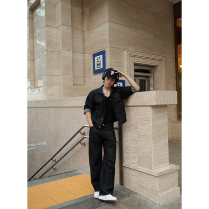 Whose Raw Black Wide Straight Jeans