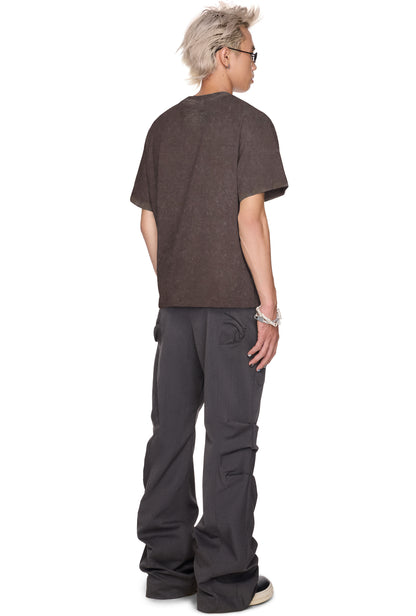 The Beuter Red Muted Logo Mocha Washed Boxy T-Shirt