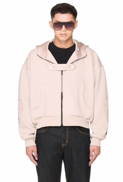 The Beuter Reversible Silk Elbow Patch Hoodie - Beige
