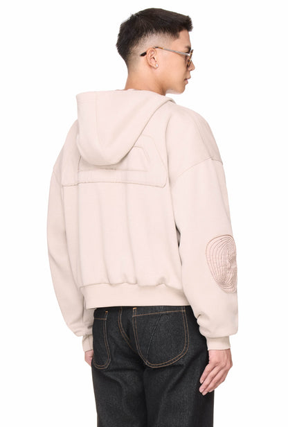 The Beuter Reversible Silk Elbow Patch Hoodie - Beige