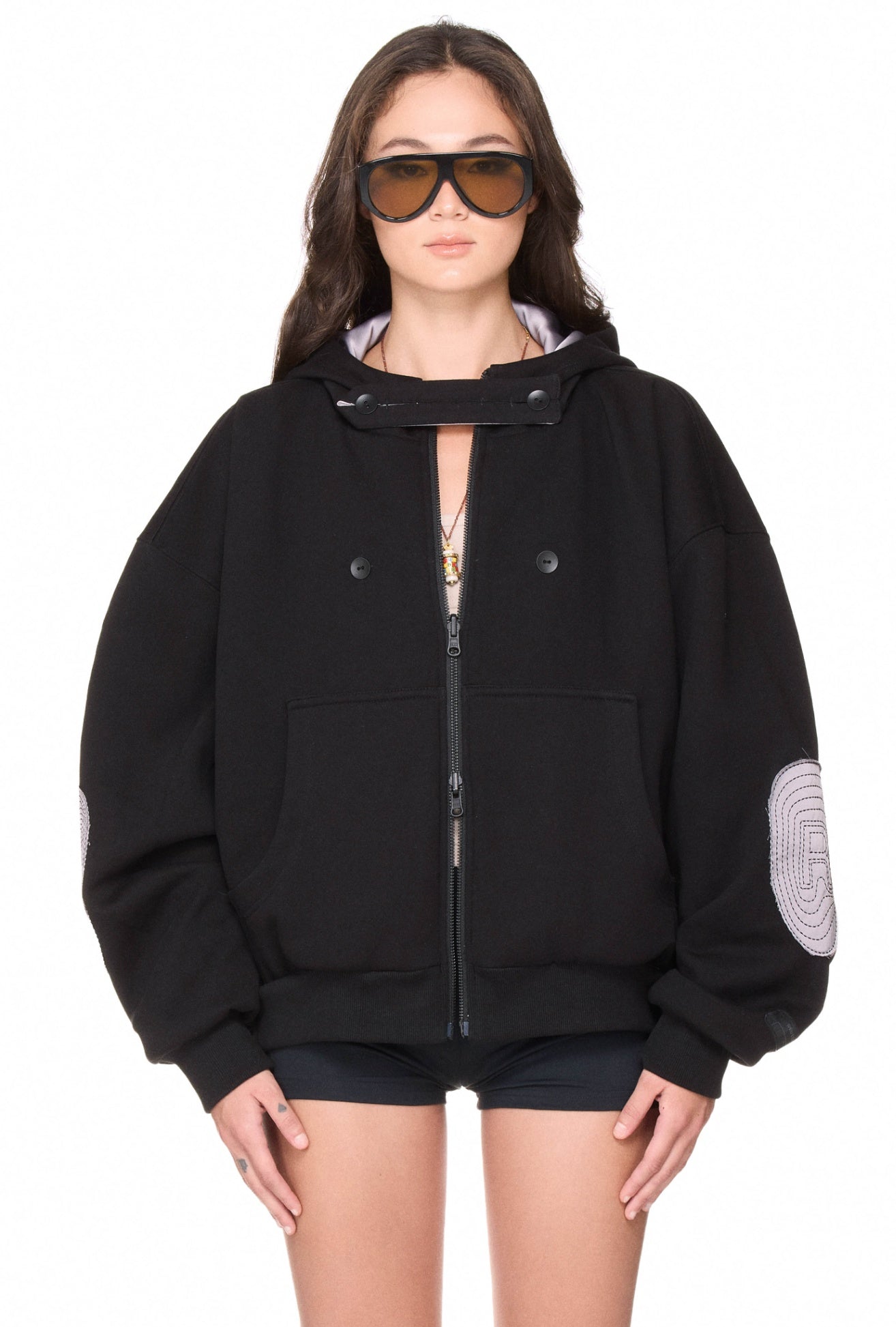 The Beuter Reversible Silk Elbow Patch Hoodie - Black