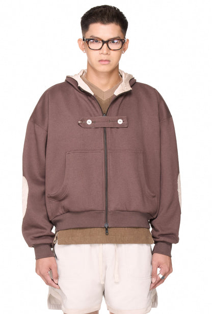 The Beuter Reversible Silk Elbow Patch Hoodie - Mocha