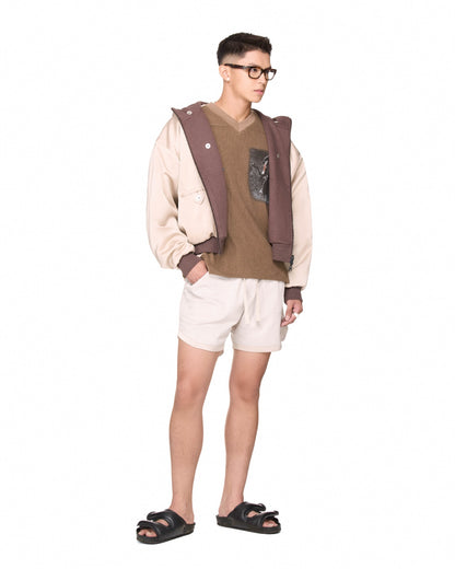 The Beuter Reversible Silk Elbow Patch Hoodie - Mocha