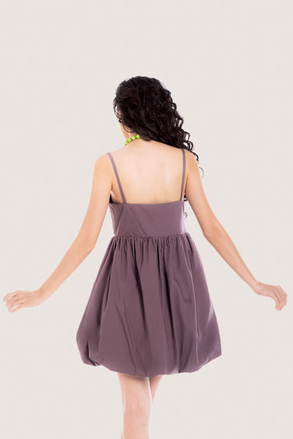 Libe Rose Brown Floral Embellished Bubble Mini Dress (Pre-order)