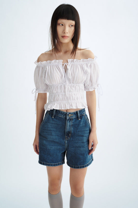 Libe Ruched Tie Bow Top (Pre-order)