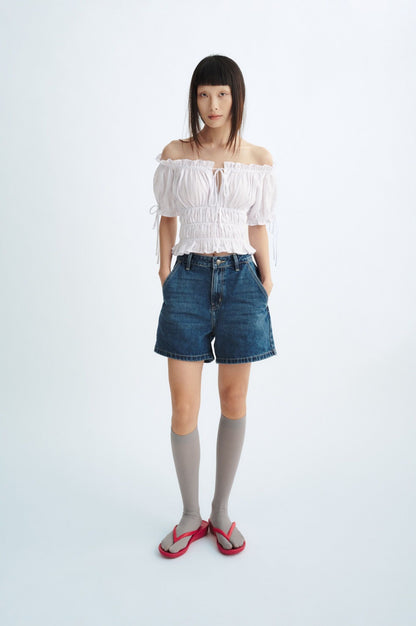 Libe Ruched Tie Bow Top (Pre-order)