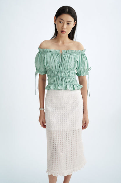 Libe Ruched Tie Bow Top (Pre-order)