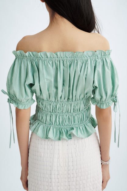 Libe Ruched Tie Bow Top (Pre-order)