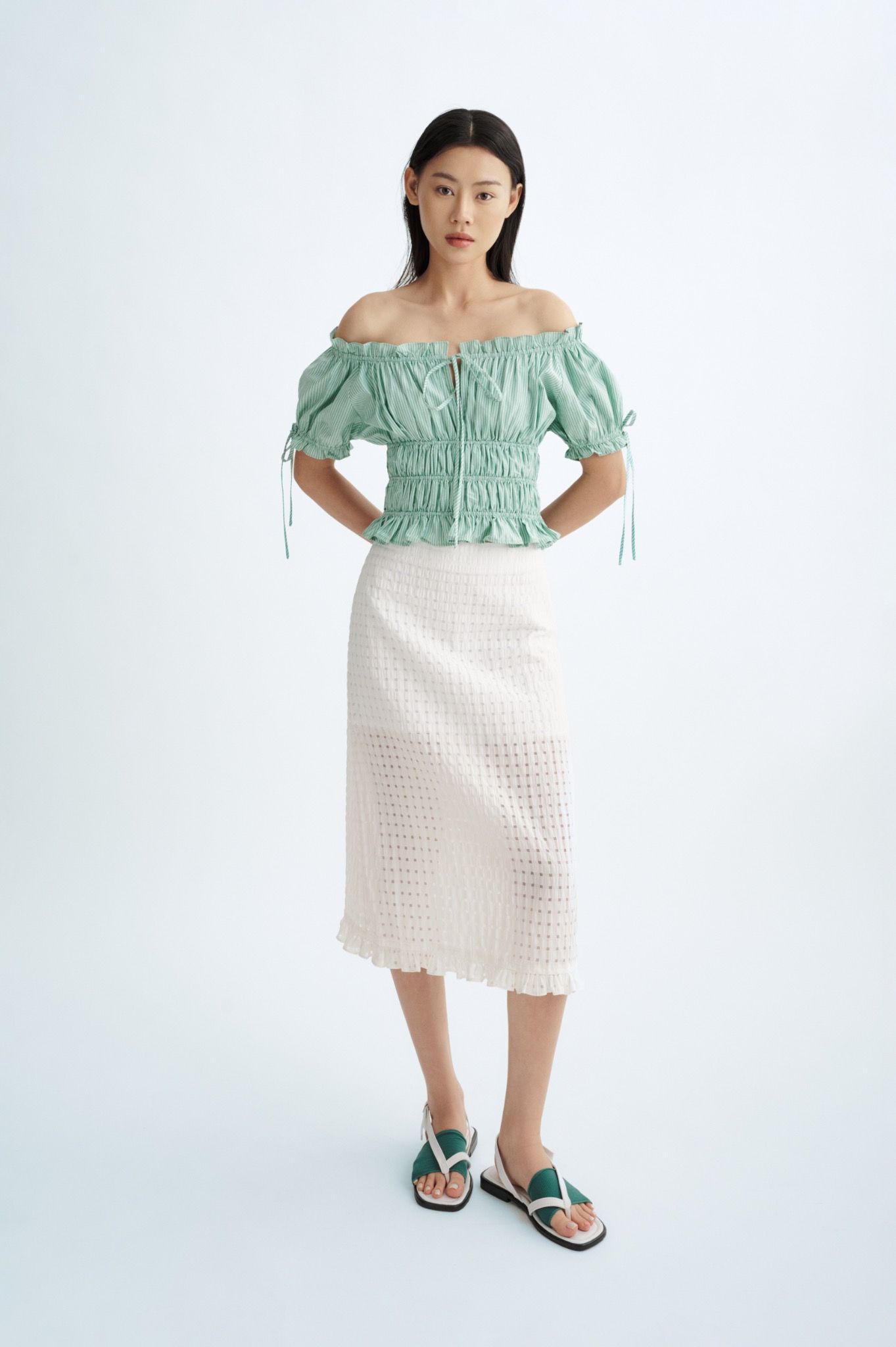 Libe Ruched Tie Bow Top (Pre-order)