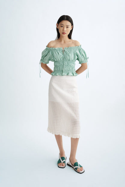 Libe Ruched Tie Bow Top (Pre-order)