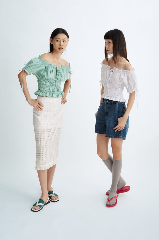 Libe Ruched Tie Bow Top (Pre-order)