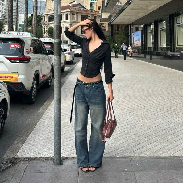 WHOSE Slate Wide Straight Jeans