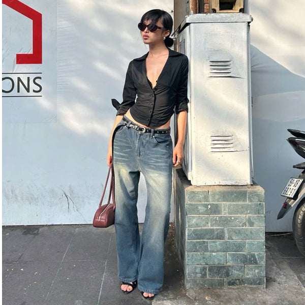 WHOSE Slate Wide Straight Jeans