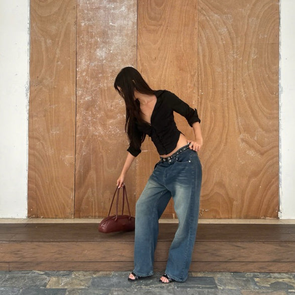 WHOSE Slate Wide Straight Jeans