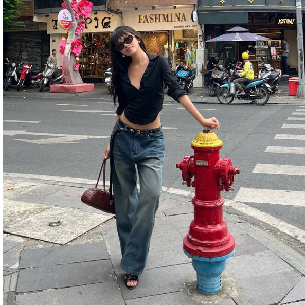 WHOSE Slate Wide Straight Jeans
